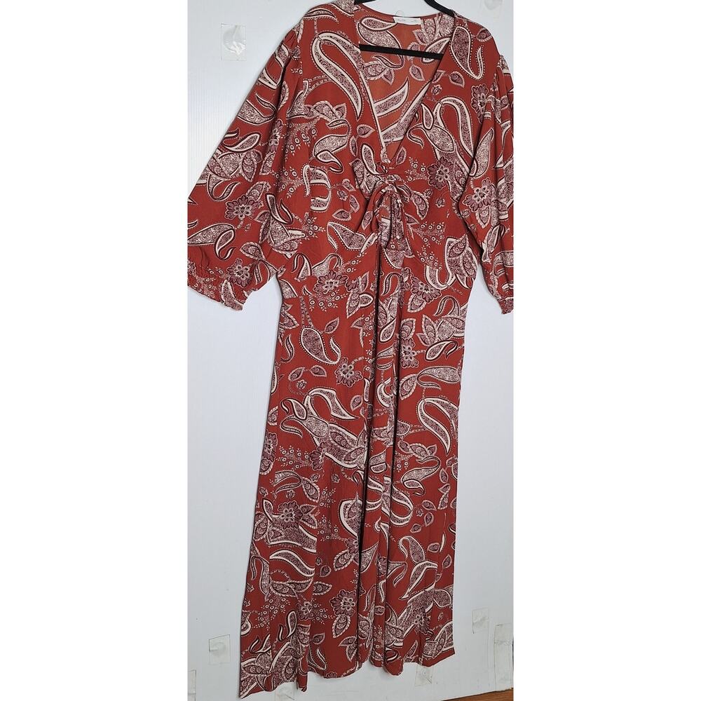 City Chic Jessie Ginger Paisley Rust Maxi Dress XXL Cottagecore Peasant Prairie - Picture 10 of 10